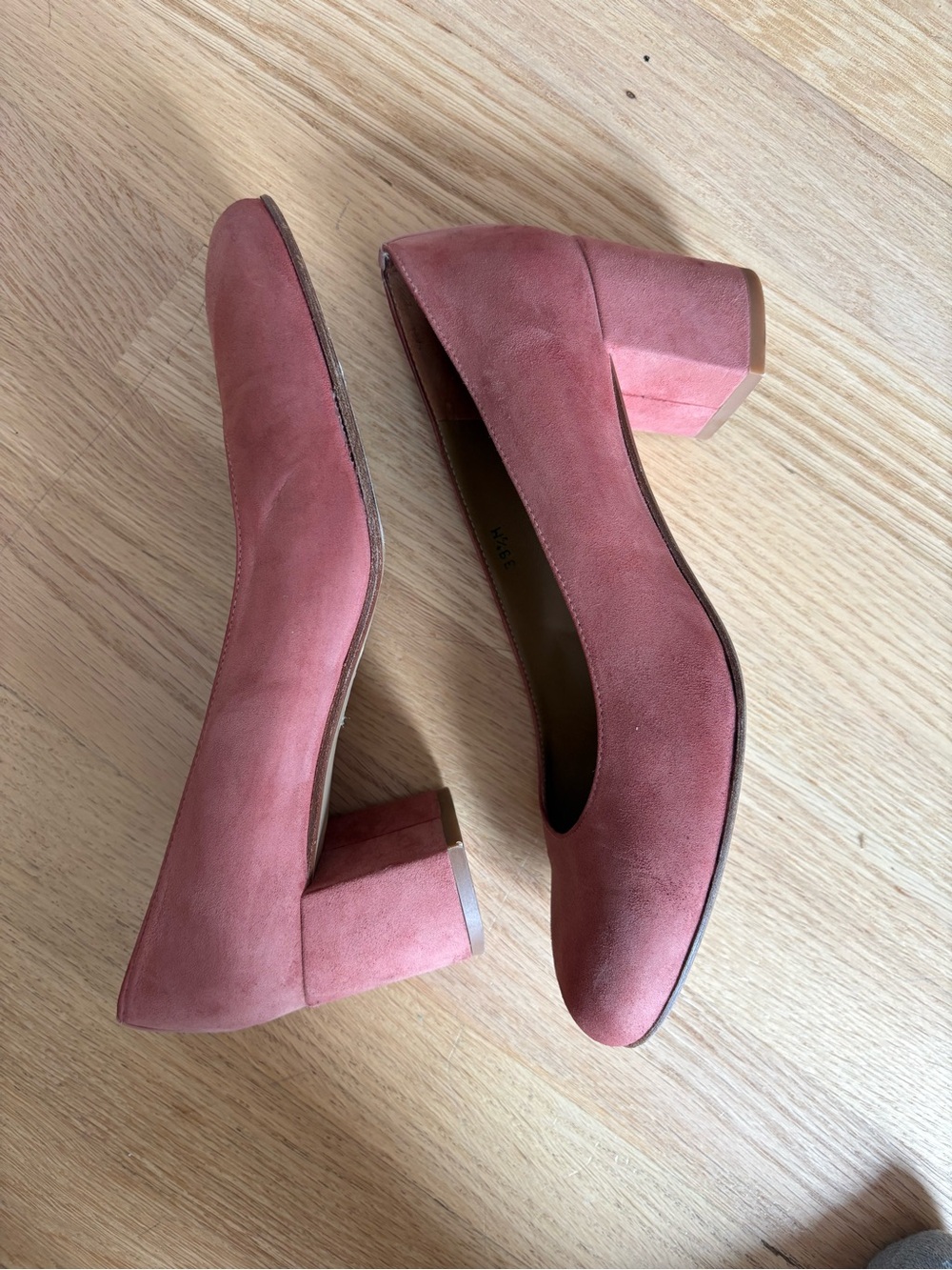 Margaux Suede Block Heel Pumps in Rose Pink